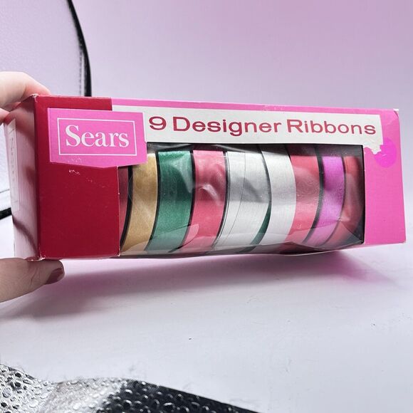 New Vintage Sears Christmas Ribbon Box Kitschy Pink and Red Retro Kitschmas - Picture 3 of 7